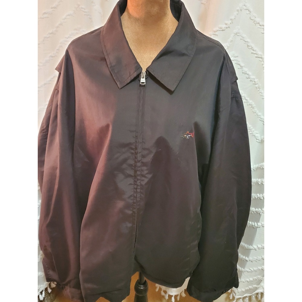 Men's Golf Jacket Greg Norman Tasso Ella Black Windbreaker XXL Shark Logo